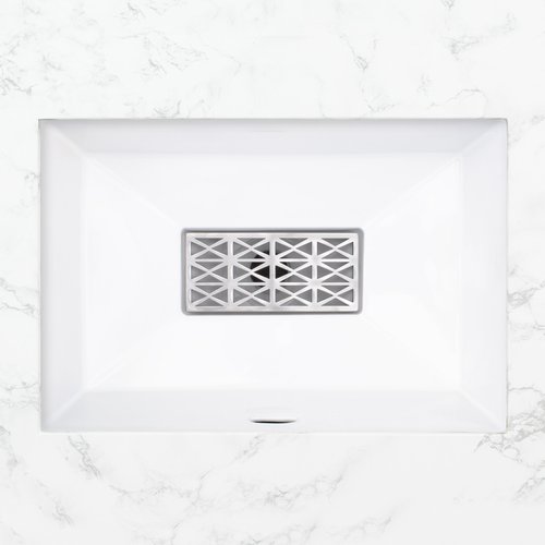 Linkasink Bathroom Sinks - Linkasink P008-W Tiffany - White Porcelain - Decorative Grate G003 - Spoke